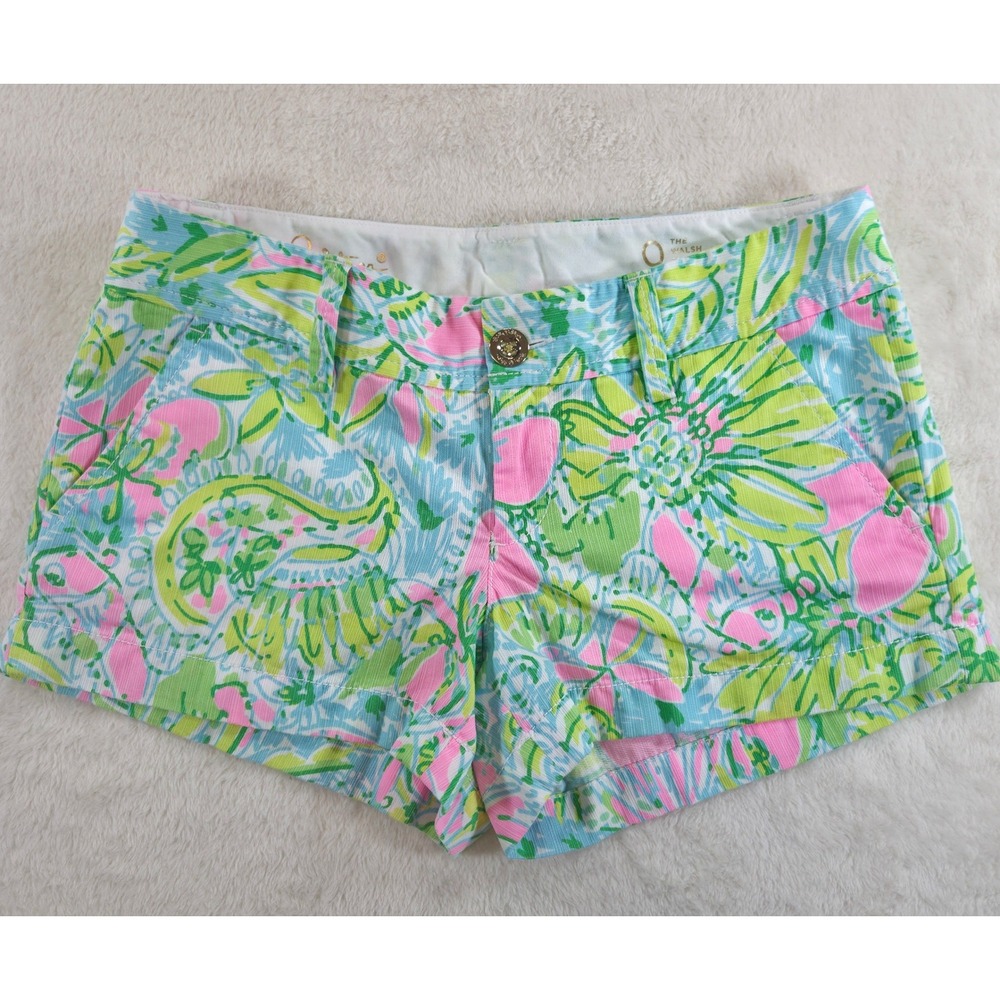 Lilly Pulitzer Women The Walsh Short Size 0 Pink Green Blue Floral